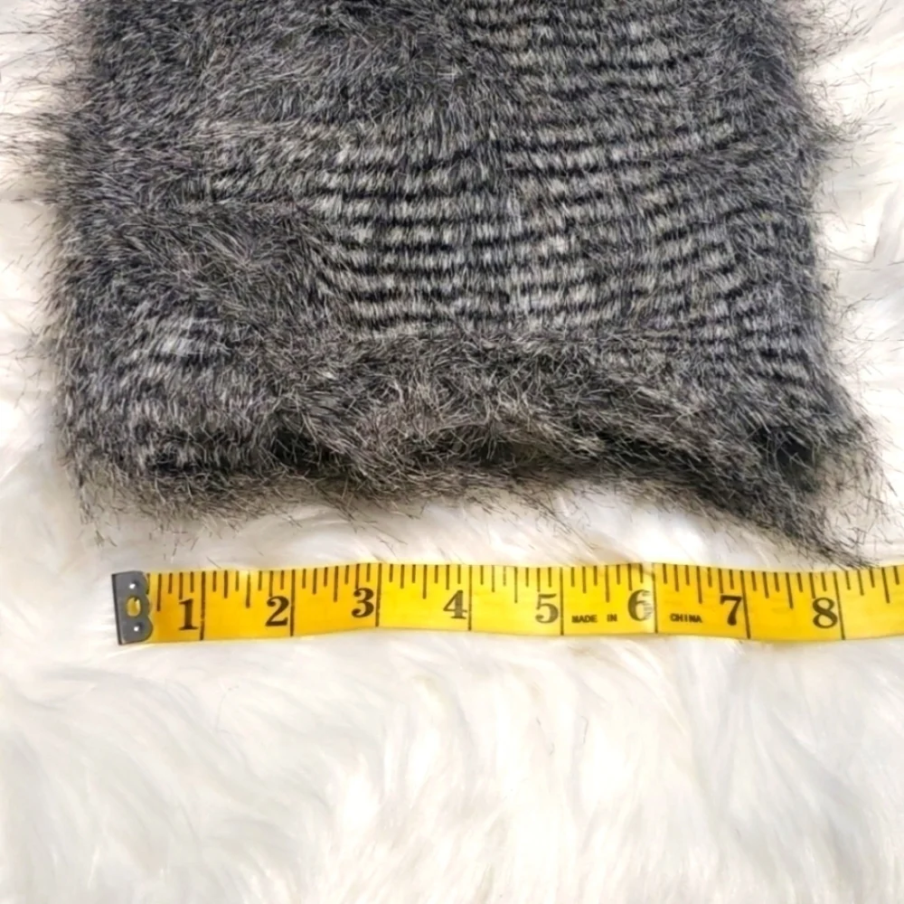 Faux fur black and gray boot cuff leg warmers NEW